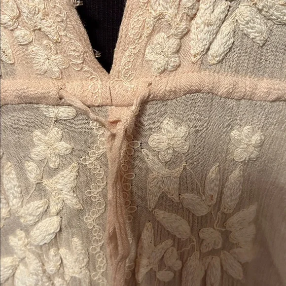 Free People Cream Embroidered Long Dress - Picture 9 of 13